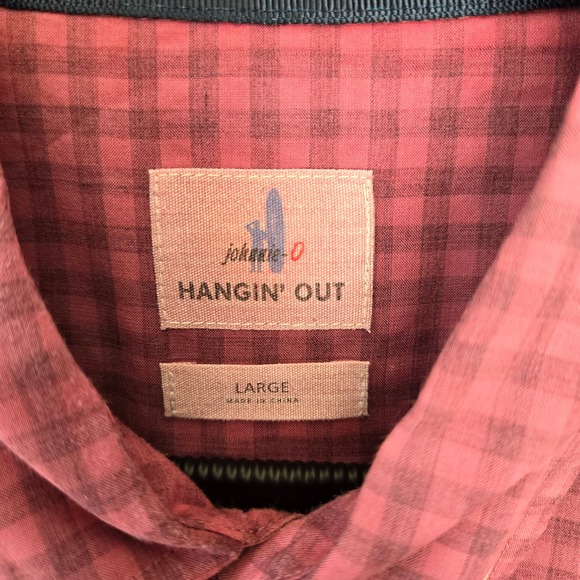 Johnnie-O Hanging out Mens Checked Long Sleeve Button Down Shirt L Pink Cottage - Picture 4 of 9